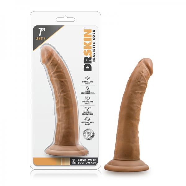 Dr. Skin - 7in Cock With Suction Cup - Mocha - OmniPleasures