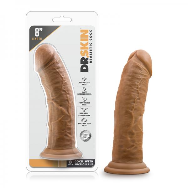 Dr. Skin - 8in Cock With Suction Cup - Mocha - OmniPleasures