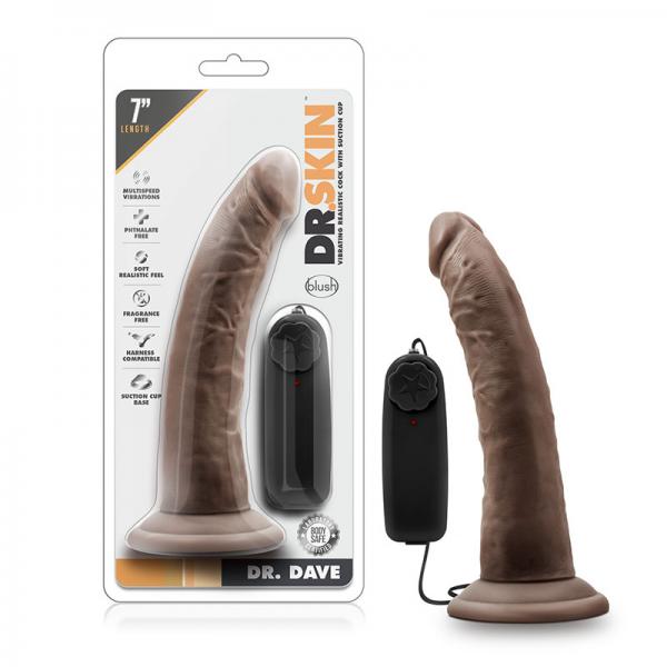 Dr. Skin - Dr. Dave - 7in Vibrating Cock With Suction Cup - Chocolate - OmniPleasures