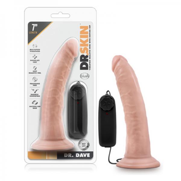 Dr. Skin - Dr. Dave - 7in Vibrating Cock With Suction Cup - Vanilla - OmniPleasures