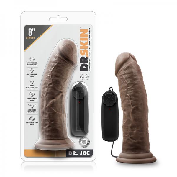 Dr. Skin - Dr. Joe - 8in Vibrating Cock With Suction Cup - Chocolate - OmniPleasures