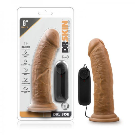 Dr. Skin - Dr. Joe - 8in Vibrating Cock With Suction Cup - Mocha - OmniPleasures