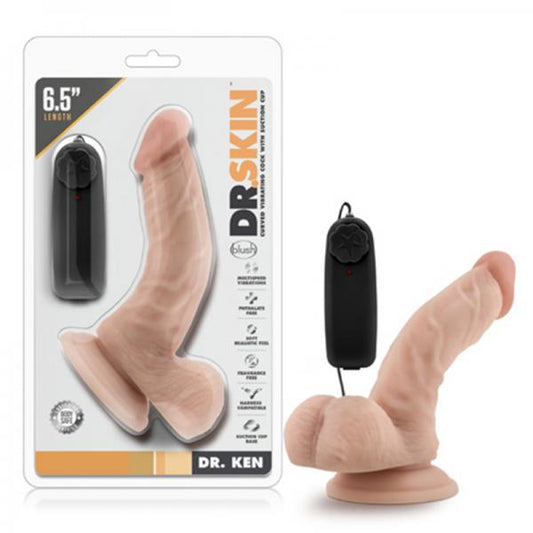 Dr. Skin - Dr. Ken - 6.5in Vibrating Cock With Suction Cup - Vanilla - OmniPleasures