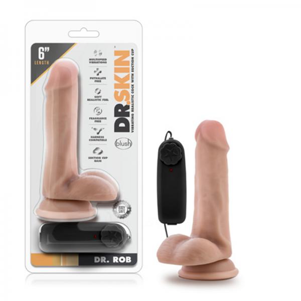 Dr. Skin - Dr. Rob - 6in Vibrating Cock With Suction Cup - Vanilla - OmniPleasures