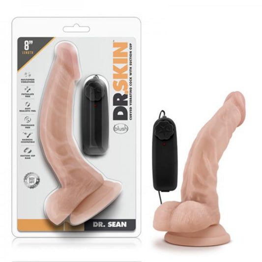 Dr. Skin - Dr. Sean - 8in Vibrating Cock With Suction Cup - Vanilla - OmniPleasures