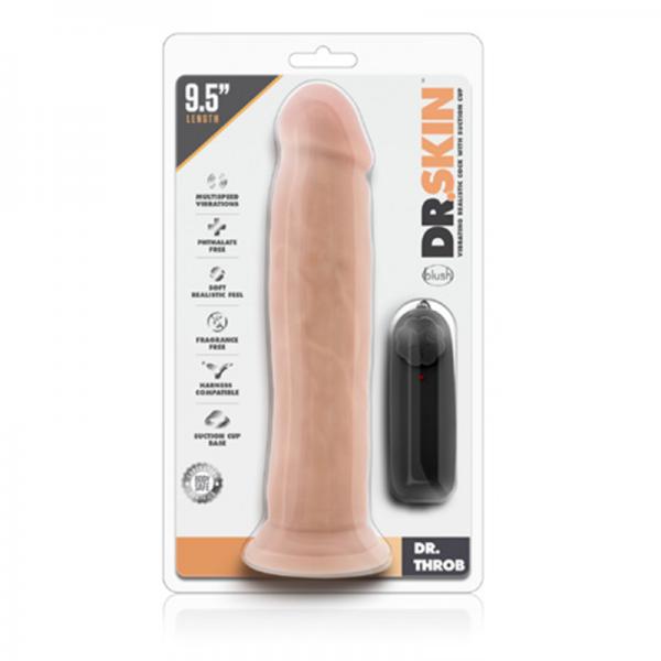 Dr. Skin - Dr. Throb - 9.5in Vibrating Realistic Cock With Suction Cup - Vanilla - OmniPleasures