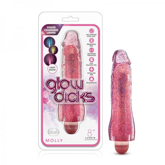 Glow Dicks - Molly Glitter Vibrator - Pink - OmniPleasures