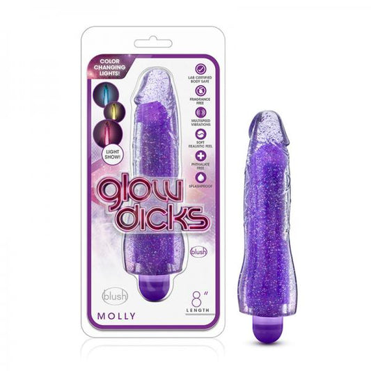 Glow Dicks - Molly Glitter Vibrator - Purple - OmniPleasures