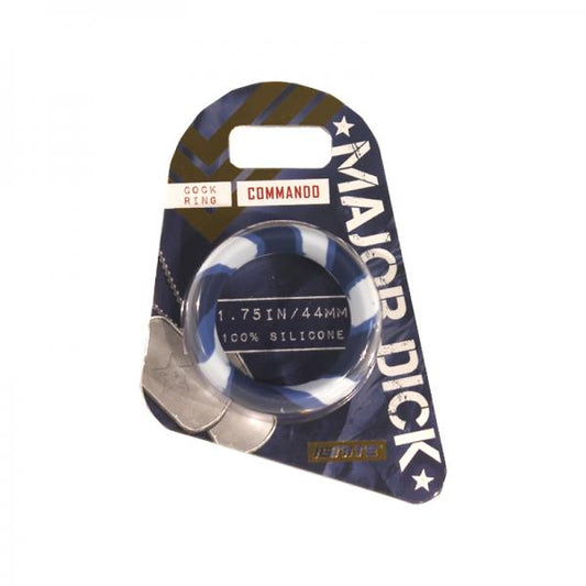 Major Dick Commando Cock Ring Blue Camo 1.75 inches - OmniPleasures