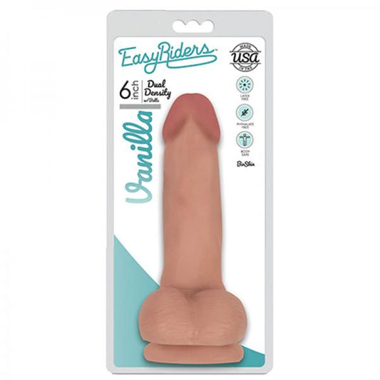 Easy Rider Bioskin Dual Density Dong 6in With Balls Vanilla - OmniPleasures