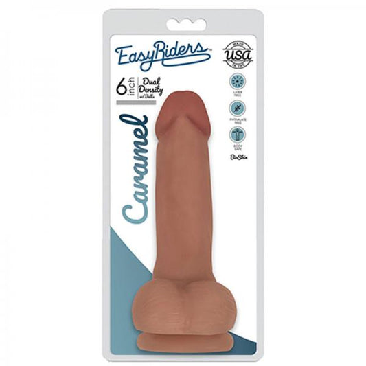 Easy Rider Bioskin Dual Density Dong 6in With Balls Caramel - OmniPleasures