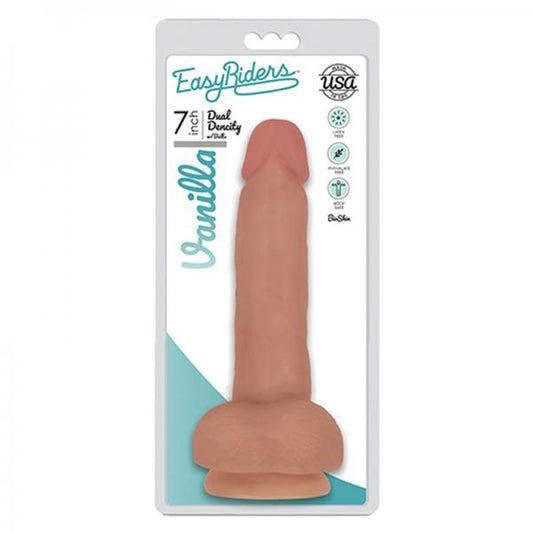 Easy Rider Bioskin Dual Density Dong 7in With Balls Vanilla - OmniPleasures