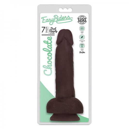 Easy Rider Bioskin Dual Density Dong 7in With Balls Chocolate - OmniPleasures