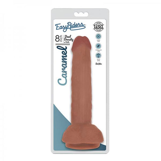 Easy Rider Bioskin Dual Density Dong 8in With Balls Caramel - OmniPleasures