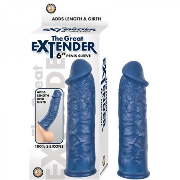 The Great Extender 6 inches Penis Sleeve Blue - OmniPleasures