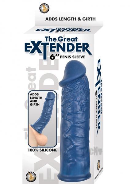 The Great Extender 6 inches Penis Sleeve Blue - OmniPleasures