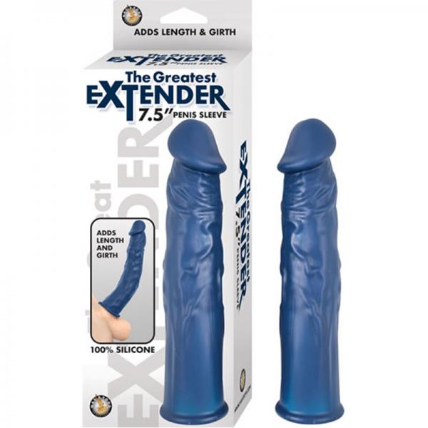 The Great Extender 7.5in Penis Sleeve Silicone Blue - OmniPleasures