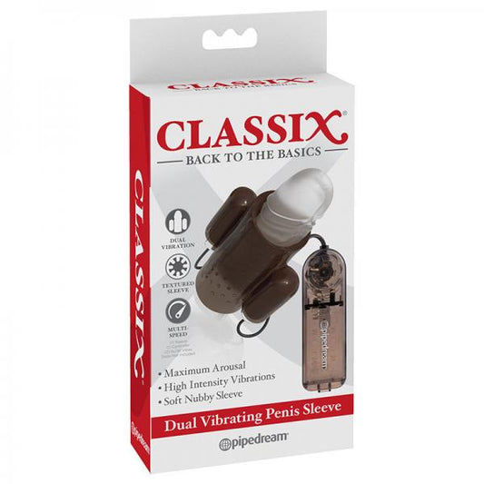 Classix Dual Vibrating Penis Sleeve Smoke - OmniPleasures