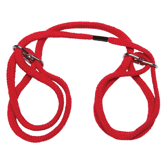 Japanese Style Bondage Cotton Wrist Or Ankle Cuffs Red - OmniPleasures