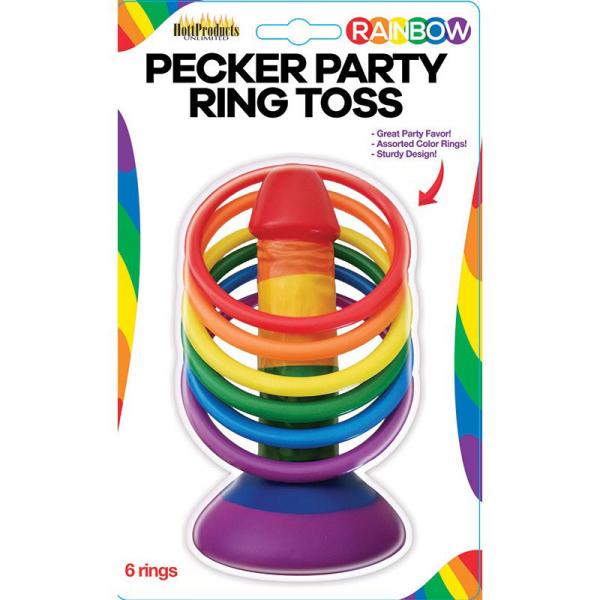 Rainbow Pecker Party Ring Toss Game 6 Rings - OmniPleasures