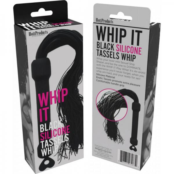 Whip It Black Pleasure Whip With Tassels - OmniPleasures