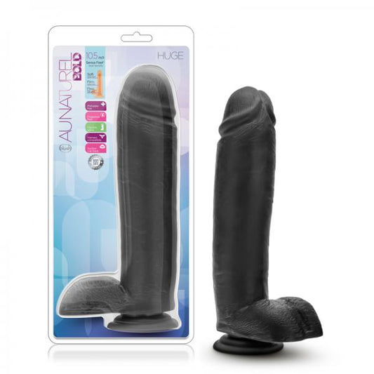 Au Natural - Bold - Huge - 10.5in Dildo - Black - OmniPleasures