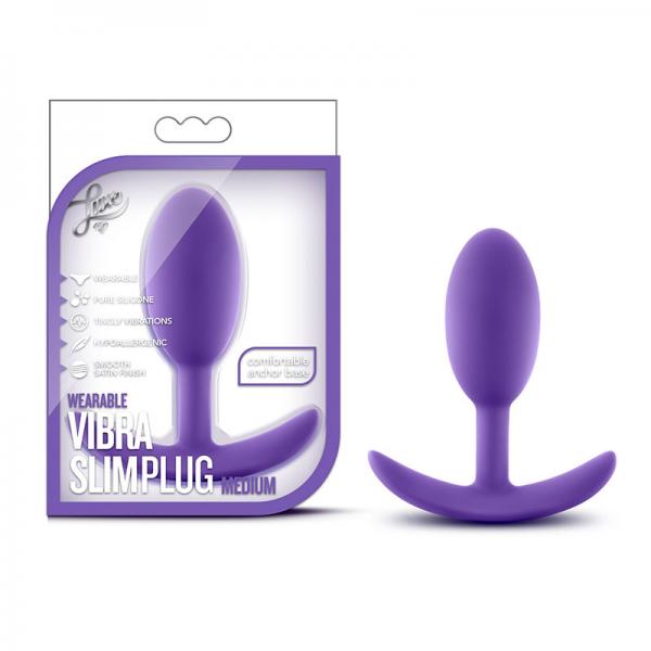 Luxe - Wearable Vibra Slim Plug - Medium - Purple - OmniPleasures