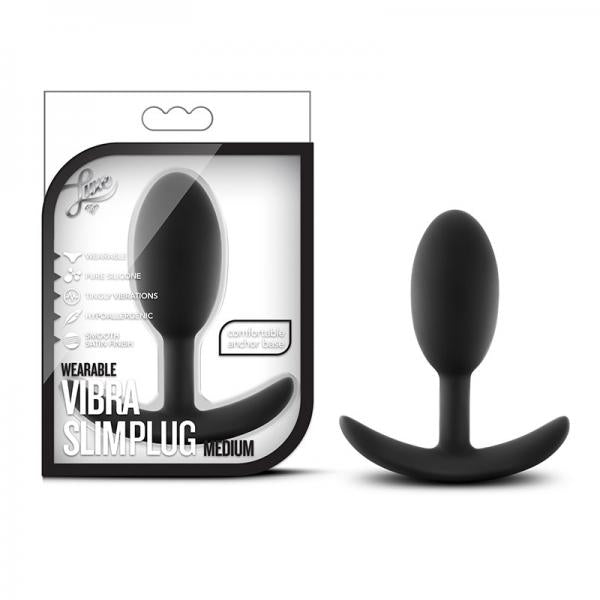 Luxe Wearable Vibra Slim Plug Medium Black - OmniPleasures