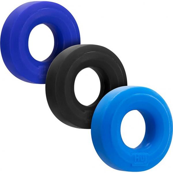 Hunkyjunk Huj3 3-pack C-ring, Blue Multi - OmniPleasures