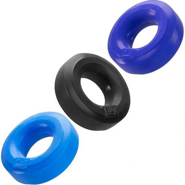 Hunkyjunk Huj3 3-pack C-ring, Blue Multi - OmniPleasures