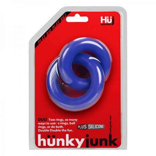 Hunkyjunk Duo Linked Cock/ball Rings, Cobalt - OmniPleasures