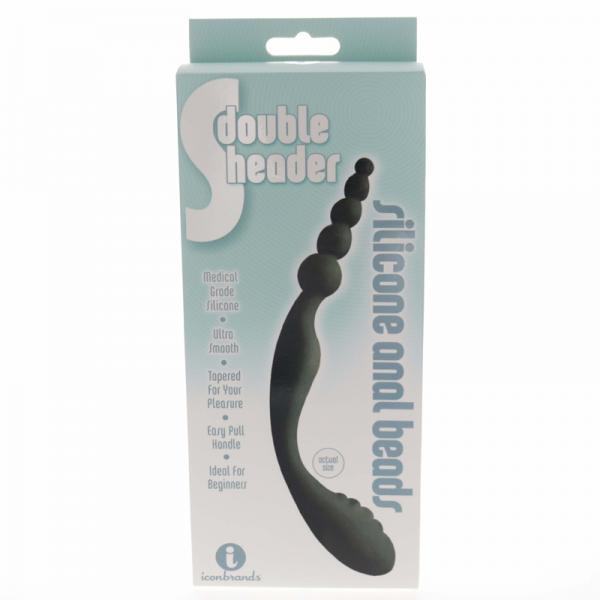 S Double Header Double Ended Silicone Anal Beads Black - OmniPleasures