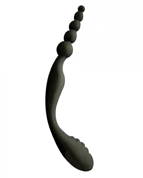 S Double Header Double Ended Silicone Anal Beads Black - OmniPleasures