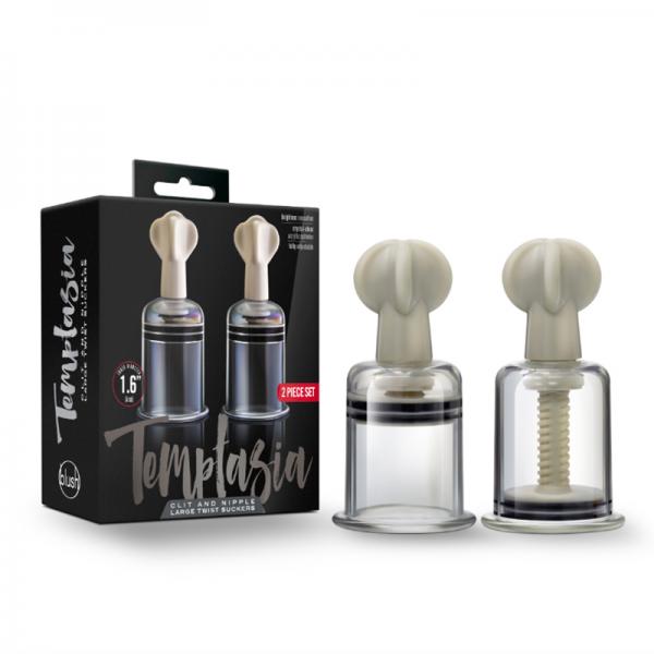 Temptasia - Clit And Nipple Large Twist Suckers - Set Of 2 - Clear - OmniPleasures