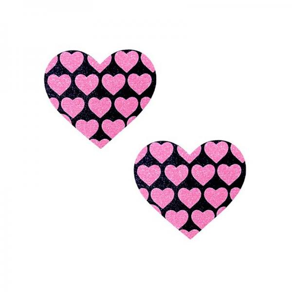 Neva Nude Pasty Hearts On Heart Uv Ne Pink/black - OmniPleasures