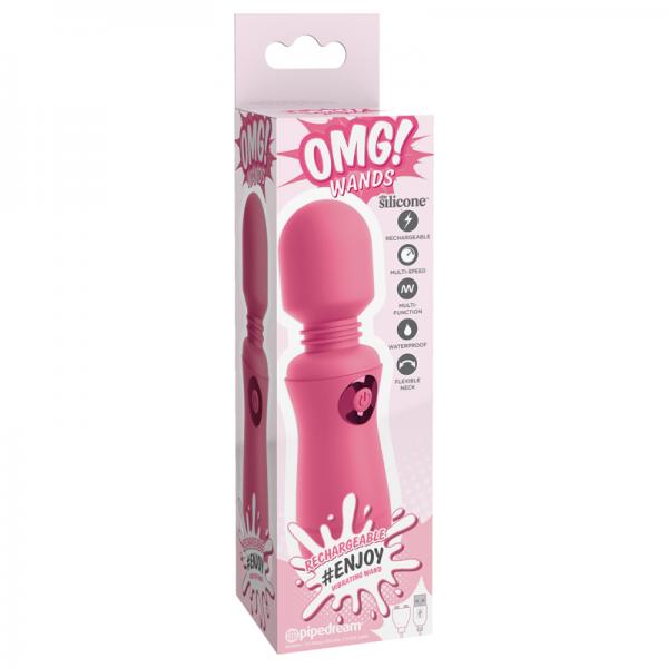 Omg! Wands Enjoy Rechargeable Vibrating Wand, Pink - OmniPleasures