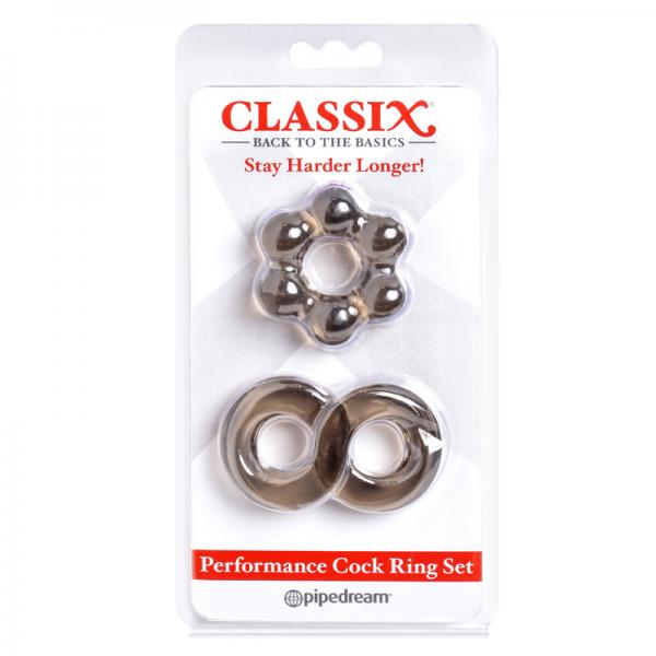 Classix Performance Cock Ring Set,smoke - OmniPleasures