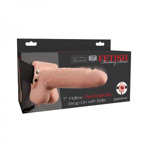 Fetish Fantasy 7in Hollow Rechargeable Strap-on With Balls, Flesh - OmniPleasures