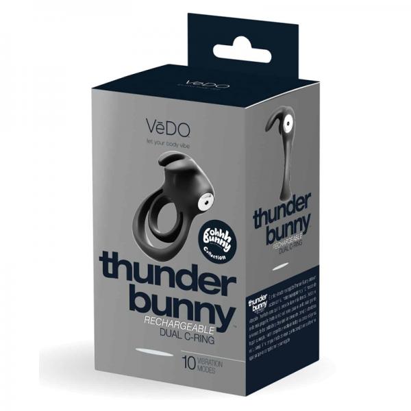 Vedo Thunder Rechargeable Dual Cockring Black - OmniPleasures