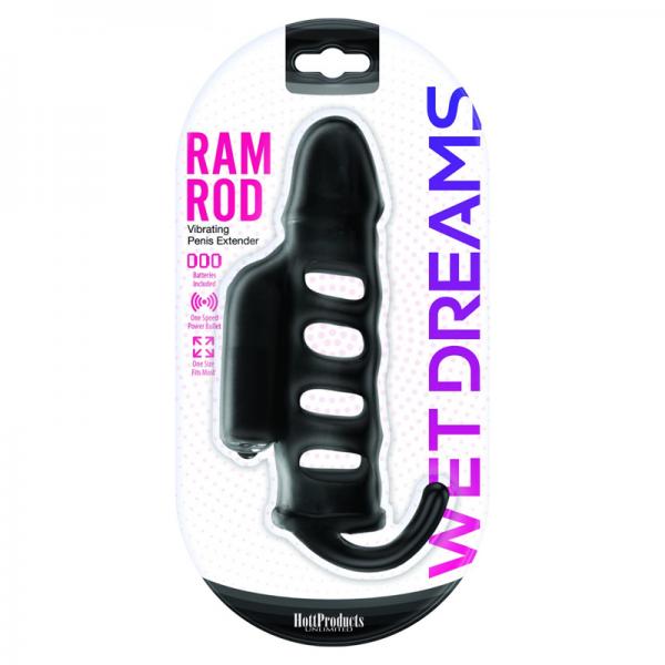 Ram Rod Penis Sleeve With Power Bullet Black - OmniPleasures