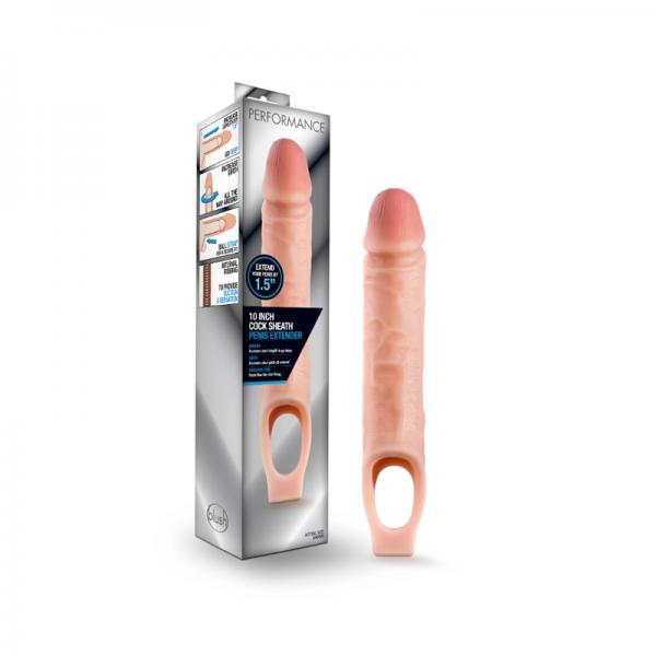 Performance - 10 Inch Cock Sheath Penis Extender - Vanilla - OmniPleasures