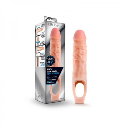 Performance - 9 Inch Cock Sheath Penis Extender - Vanilla - OmniPleasures