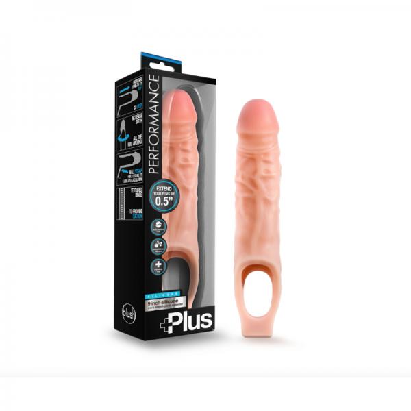 Performance Plus - 9 Inch Silicone Cock Sheath Penis Extender - Vanilla - OmniPleasures