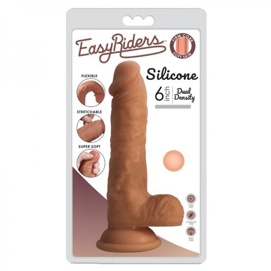 Easy Riders 6in Dual Density Silicone Dong With Balls - OmniPleasures