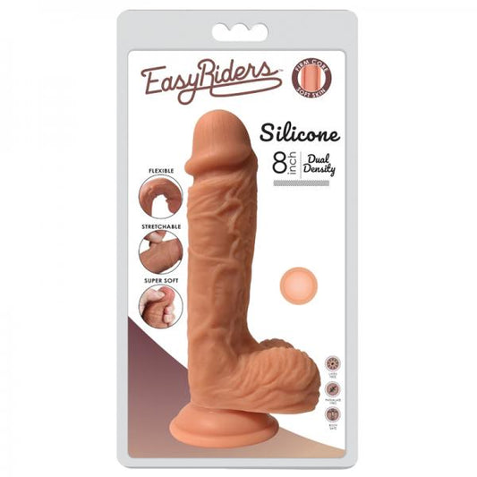 Easy Riders 8in Dual Density Silicone Dong With Balls - OmniPleasures