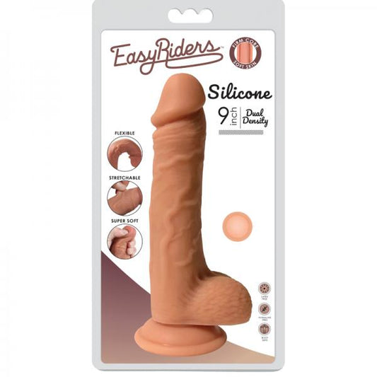 Easy Riders 9in Dual Density Silicone Dong With Balls - OmniPleasures