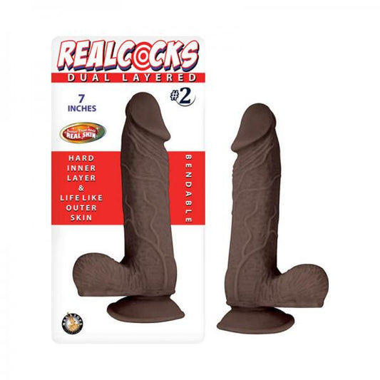 Realcocks Dual Layered #2 7in Dark Brown - OmniPleasures