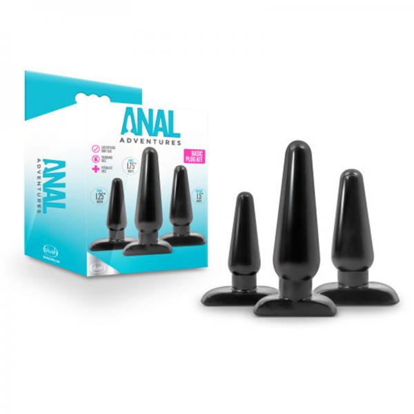 Anal Adventures Basic Plug Kit Black - OmniPleasures