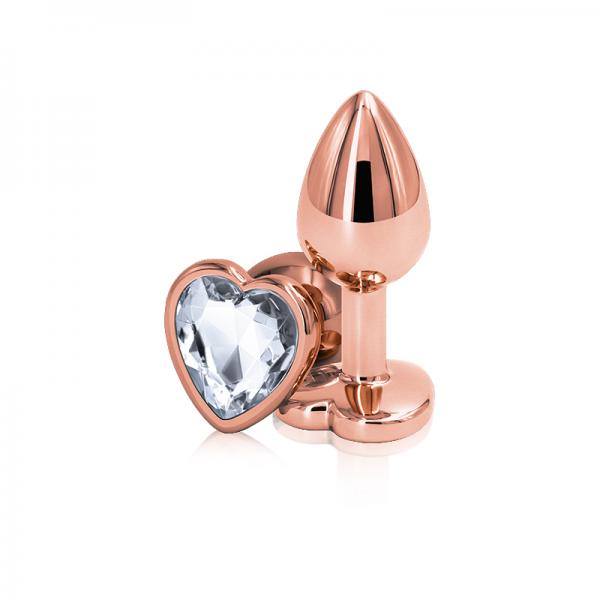 Rear Assets Rose Gold Heart Small Clear - OmniPleasures