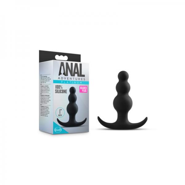 Anal Adventure Platinum Beaded Plug Black - OmniPleasures